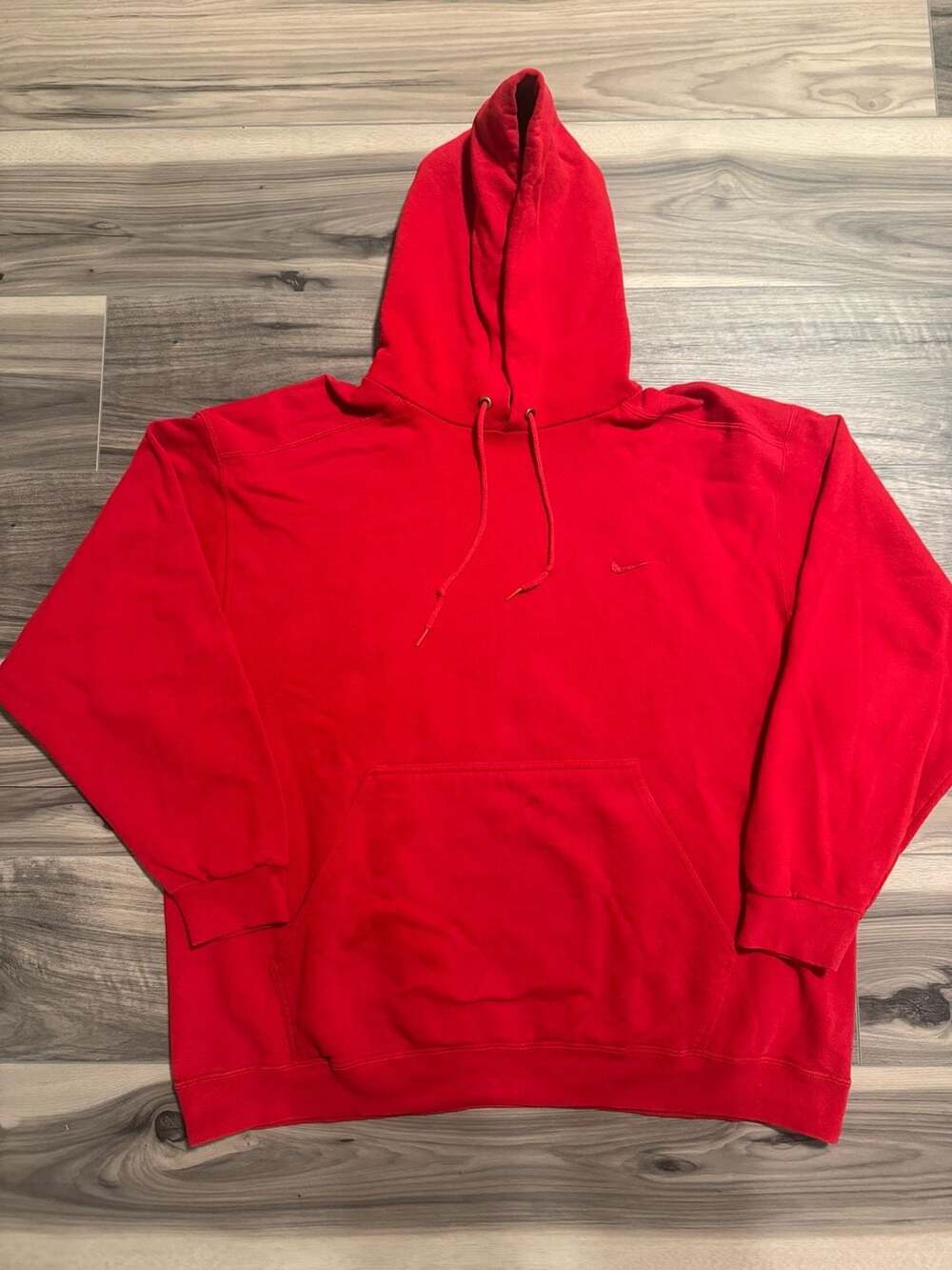 Vintage 90s Nike Red Embroidered Mini Swoosh Hoodie XL